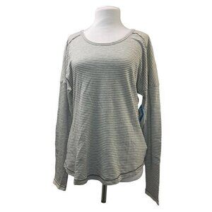 SOLD- Columbia Gray White Stripe Top L NWT